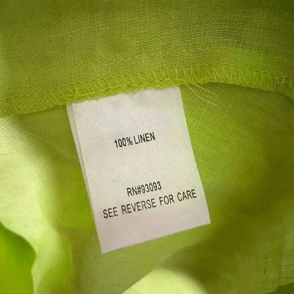 Tyler Boe Dora Linen Button Down Collared Tunic Shirt Wild Lime Womens Sz Medium - Picture 7 of 12